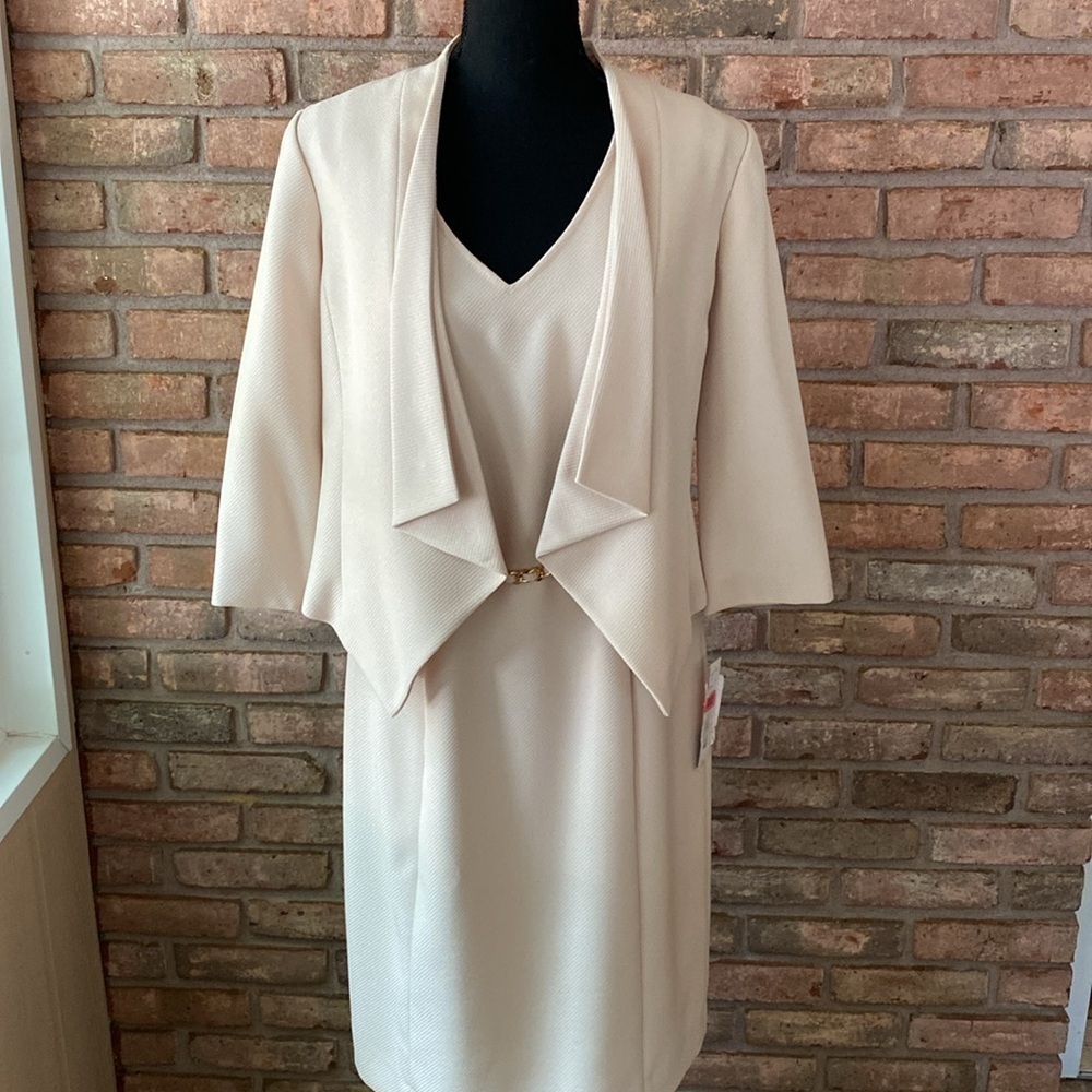 Alex Marie Cream and Gold Chain Detail Dress and Jacket Size 6 NWT - Picture 6 of 14